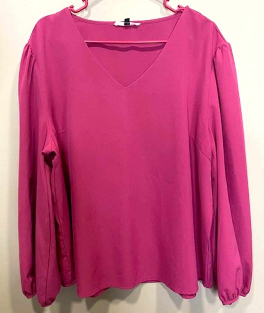 Michelle McDowell Barbie Pink V-neck Blouse Women's Sz XXL